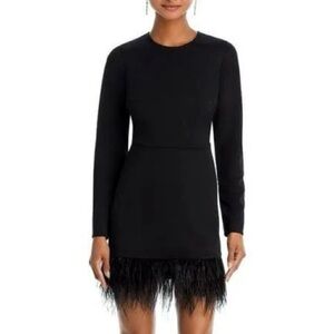 Aqua Black Feather Hem Dress